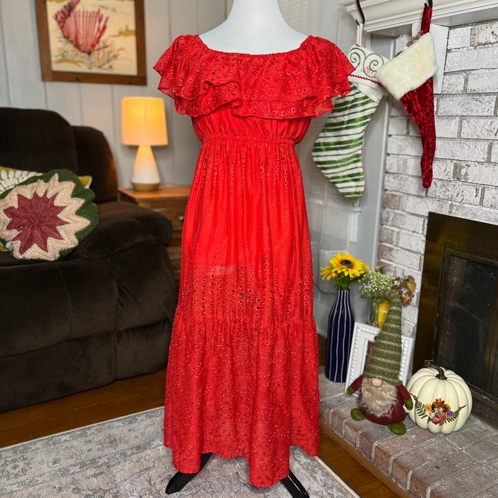 Sofia by Sofia Vergara Vibrant Red Eyelet Dress
